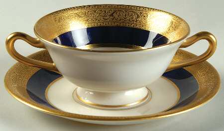 Westchester Cobalt Blue Footed Bouillon Cup & Saucer