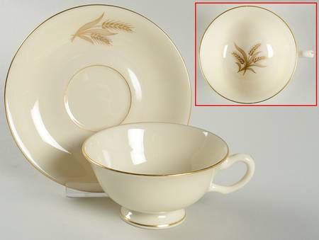 Wheat Footed Cup & Saucer Set by Lenox
