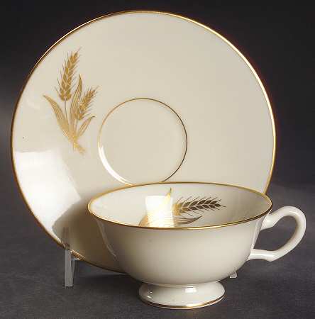 Wheat Footed Cup & Saucer Set
