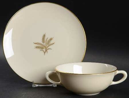 Wheat Flat Cream Soup Bowl & Dessert Plate/Saucer Set