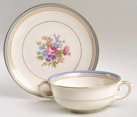 Martha Washington Footed Cream Soup Bowl & Saucer Set