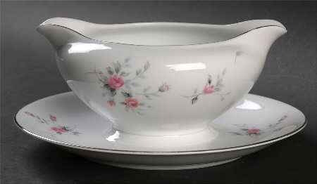 Petite Rose Gravy Boat with Attached Underplate