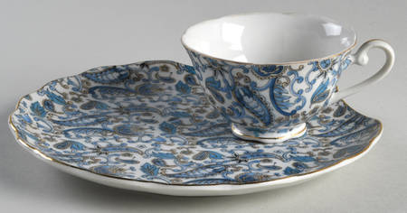 Blue Paisley Snack Plate & Cup Set