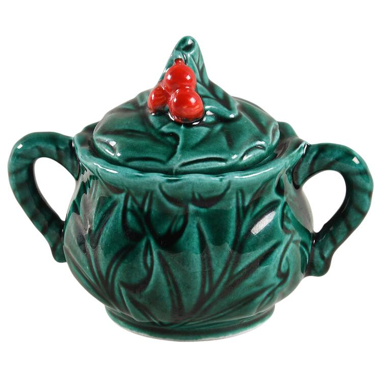 Green Holly Mini Sugar Bowl & Lid