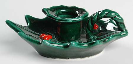 Green Holly Handled Candleholder