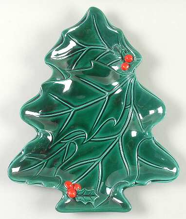 Green Holly 1 Part Medium Tree Shaped Dish