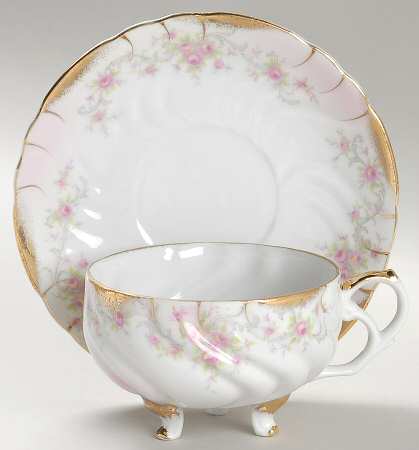 Heirloom Rose Footed Cup & Saucer Set