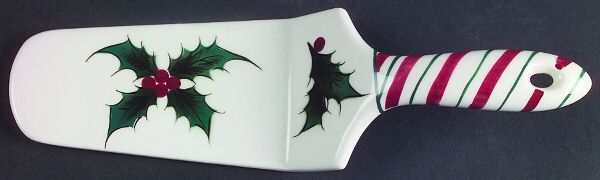 Holly Candy Cane Solid Ceramic Pie/Cake Server