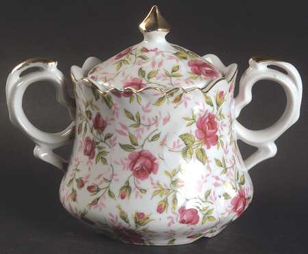 Rose Chintz Sugar Bowl & Lid