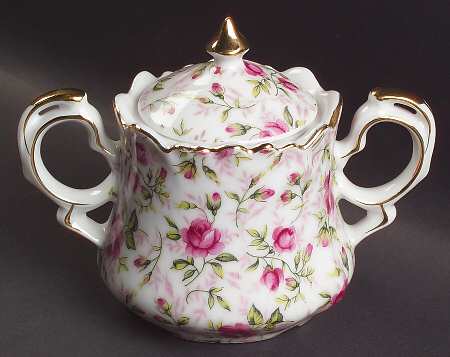 Rose Chintz Sugar Bowl & Lid