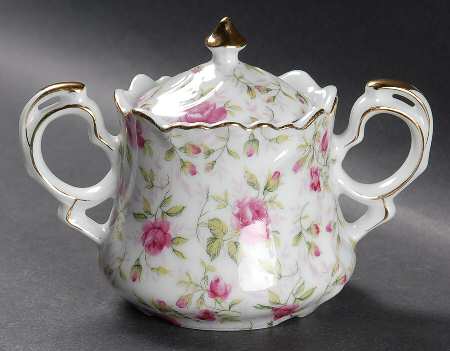 Rose Chintz Sugar Bowl & Lid