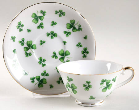 Shamrock St Patrick Footed Cup & Saucer Set