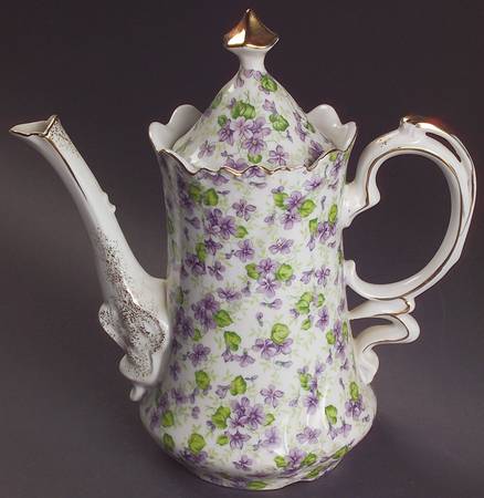 Violet Chintz Coffee Pot & Lid