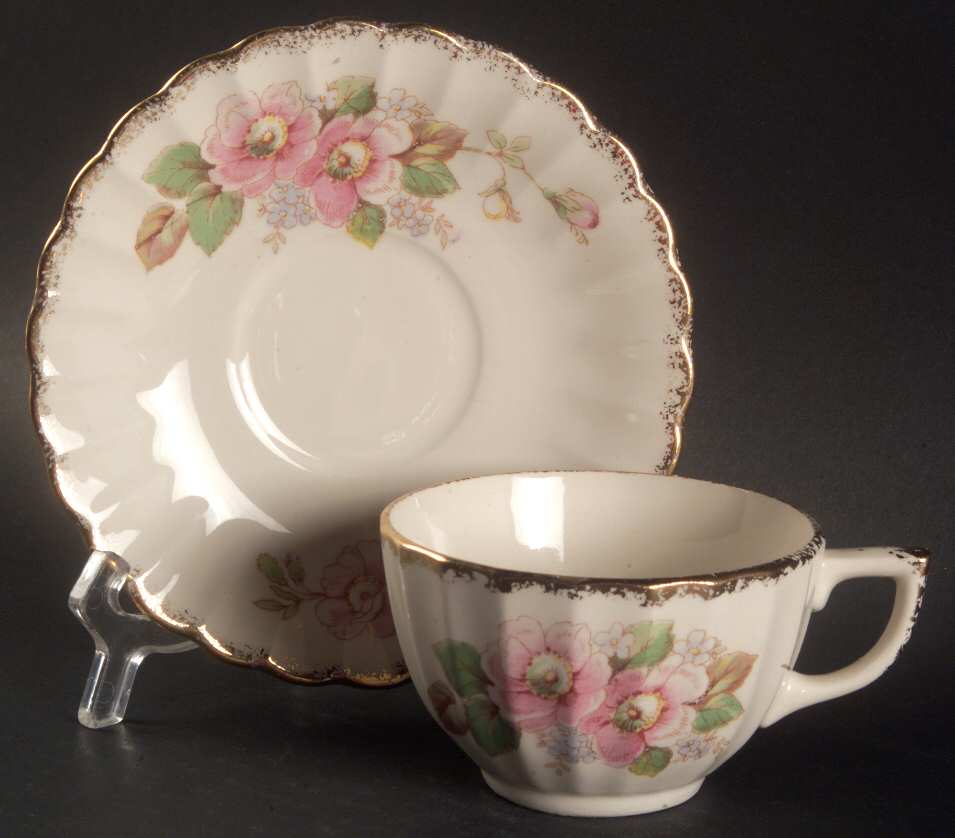 China Rose (Scalloped) Flat Cup & Saucer Set