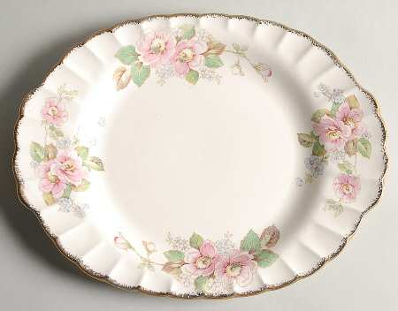 China Rose (Scalloped) 11" Oval Serving Platter by Limoges-American