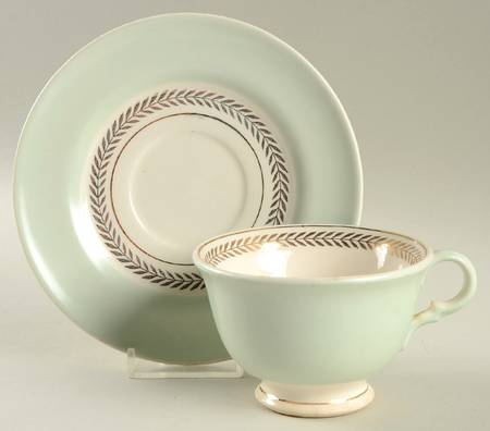 Federal Aqua Green Footed Cup & Saucer Set