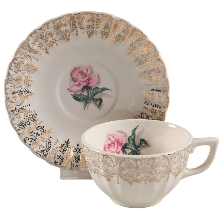 Le Fleur Rouge Flat Cup & Saucer Set