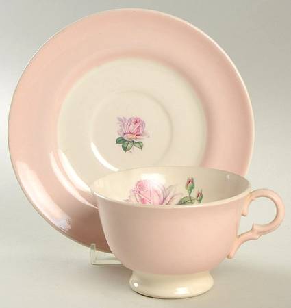 Tea Rose Cotillion Pink (No Trim) Footed Cup & Saucer Set