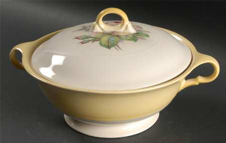 Tea Rose Cotillion Yellow Round Covered Vegetable