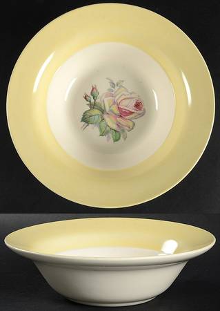 Tea Rose Cotillion Yellow 8" Round Vegetable Bowl