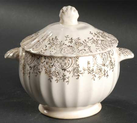 Toledo Delight White Sugar Bowl & Lid