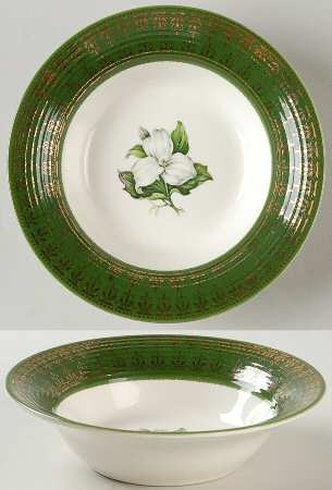 Trillium (Forest Green Filigree) Coupe Cereal Bowl