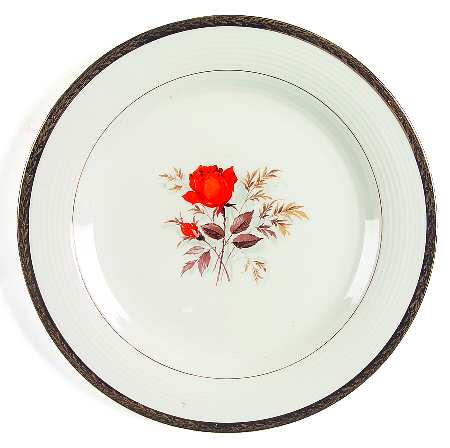Vermillion Rose (Gold Leaf Band Edge) Service Plate (Charger)