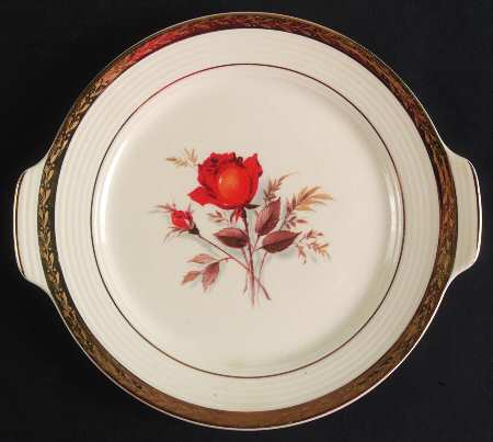 Vermillion Rose (Gold Leaf Band Edge) Underplate for Gravy Boat
