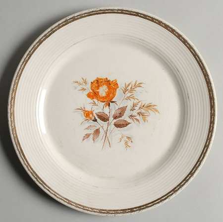 Vermillion Rose (Gold Leaf Band Edge) Luncheon Plate