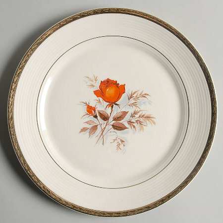 Vermillion Rose (Gold Leaf Band Edge) by Limoges-American