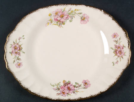 Wild Rose (Gold Trim) 11" Oval Serving Platter