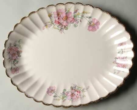 Wild Rose (Gold Trim) 13" Oval Serving Platter