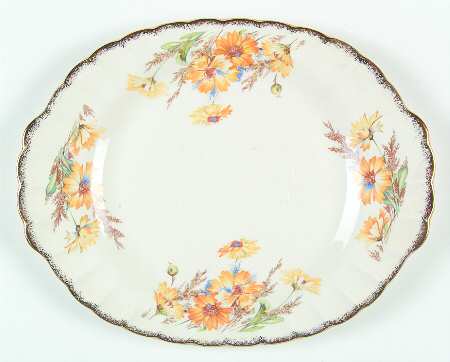Yellow Daisy (Gold Trim) 11" Oval Serving Platter