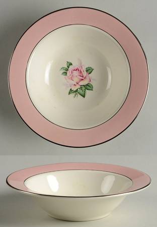 Pink Rose Rim Fruit/Dessert (Sauce) Bowl