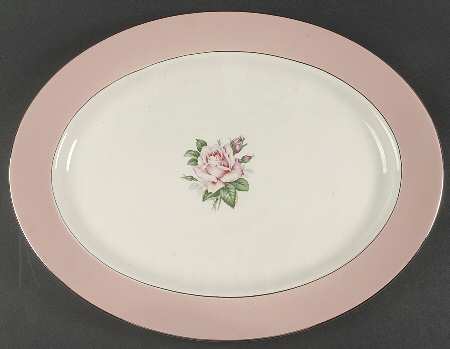 Pink Rose 16" Oval Serving Platter