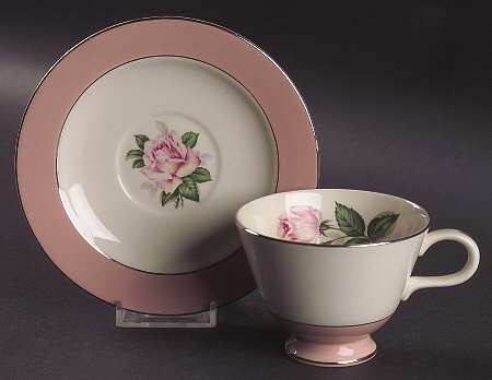 Pink Rose Footed Cup & Saucer Set