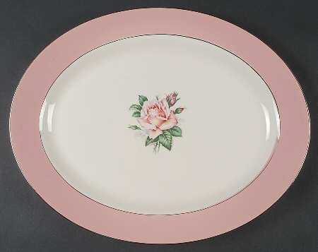 Pink Rose 13" Oval Serving Platter