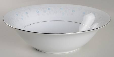 Brocade Blue and Pink 9" Round Vegetable Bowl