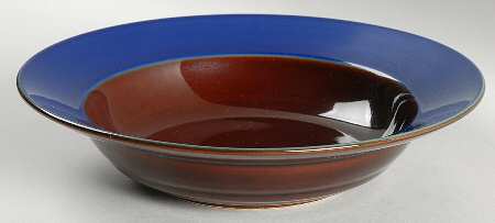 Yo Han Cobalt Blue and Mahogany Large Rim Soup Bowl
