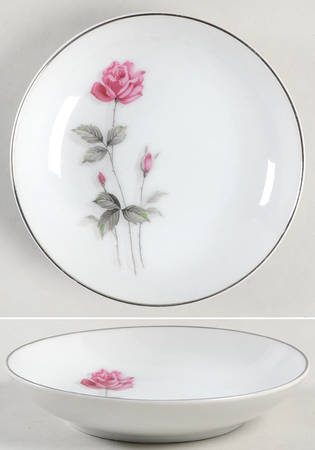 Royal Rose (Platinum Trim) Fruit/Dessert (Sauce) Bowl by Lipper & Mann (L & M)