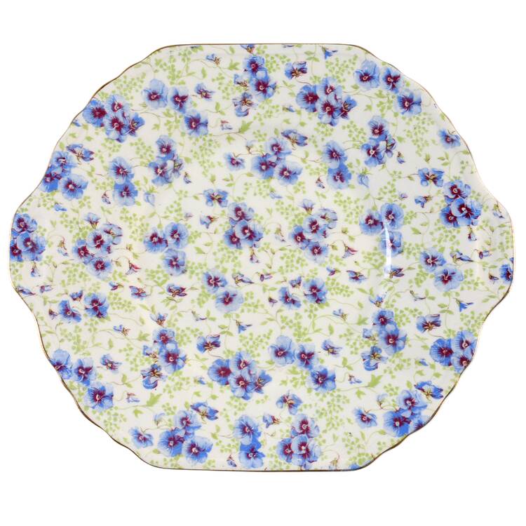 Pansy Handled Cake Plate