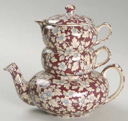 Royal Brocade Mini Teapot Stacking Set (Creamer, Sugar)