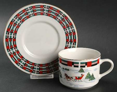 Christmas At Home Flat Cup & Saucer Set