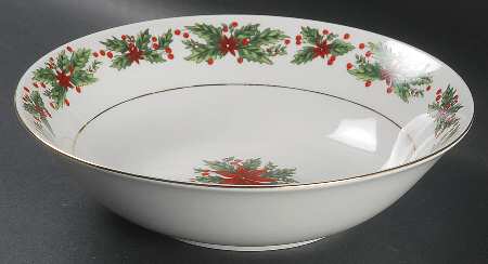 Holly Wreath 9" Round Vegetable Bowl
