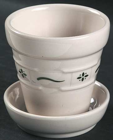 Woven Traditions Heritage Green 3" Flower Pot & Underplate