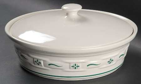 Woven Traditions Heritage Green 2 Qt Round Covered Casserole