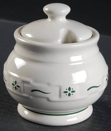 Woven Traditions Heritage Green Sugar Bowl & Lid