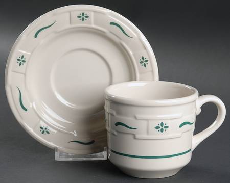 Woven Traditions Heritage Green Flat Cup & Saucer Set