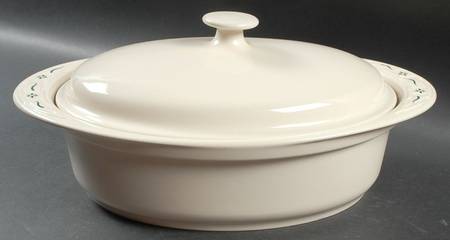 Woven Traditions Heritage Green 3 Quart Oval Covered Casserole