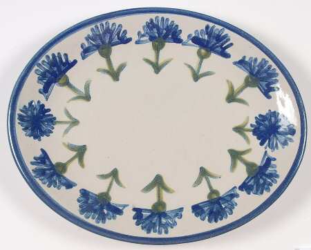 Bachelor Button 12" Oval Serving Platter
